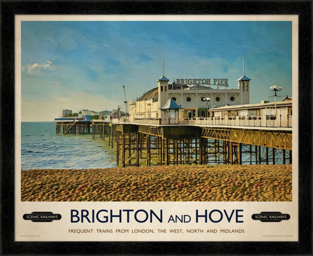 Vintage travel poster- Brighton, East Sussex - Scenic Railways