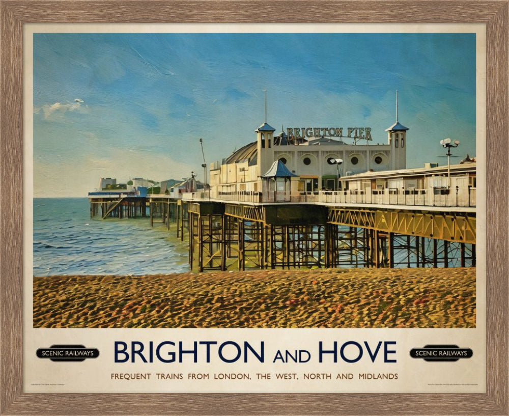 Vintage travel poster- Brighton, East Sussex - Scenic Railways