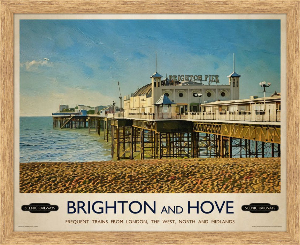Vintage travel poster- Brighton, East Sussex - Scenic Railways