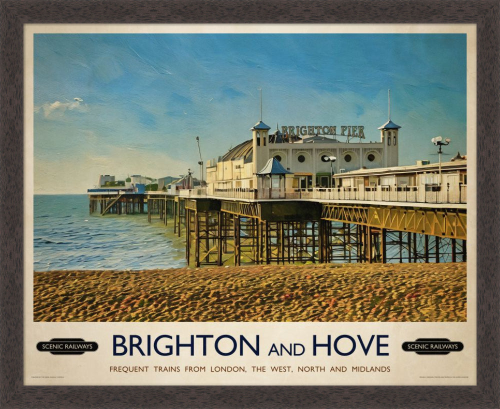 Vintage travel poster- Brighton, East Sussex - Scenic Railways