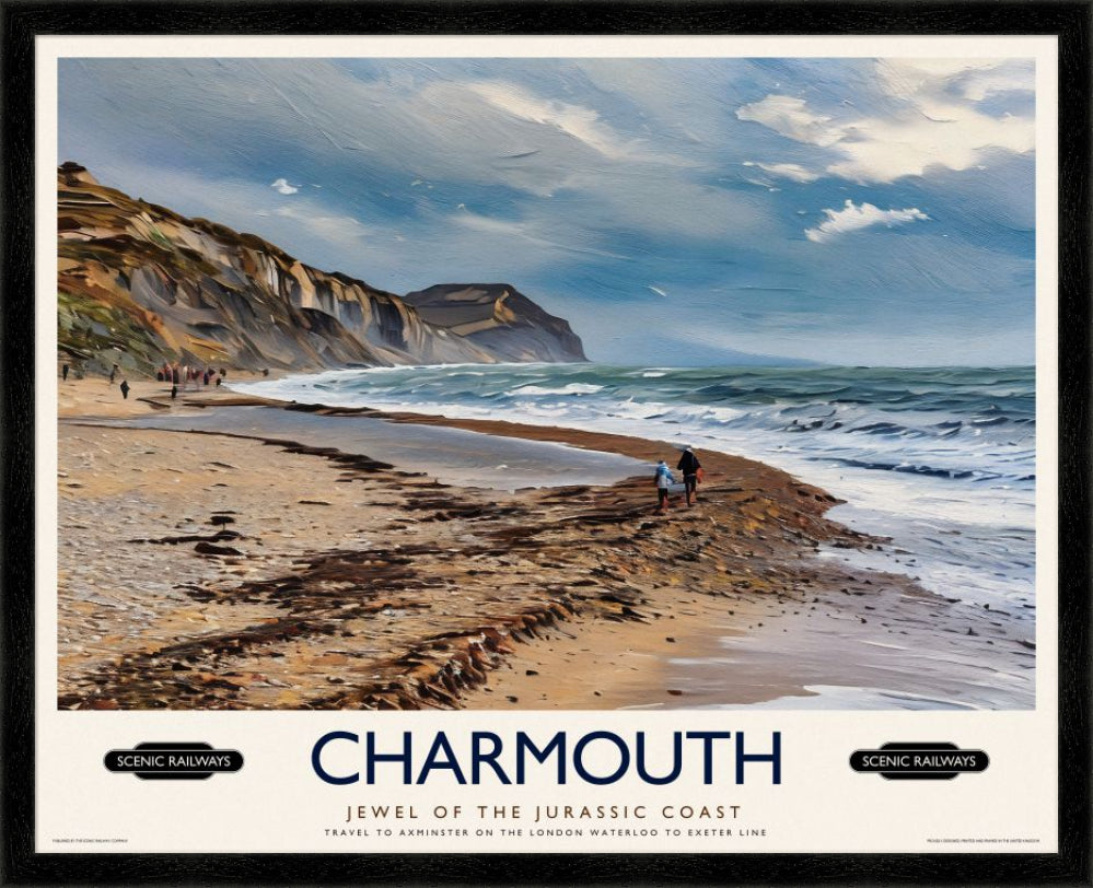 Vintage travel poster- Charmouth, Dorset - Scenic Railways