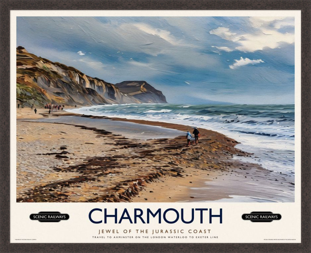 Vintage travel poster- Charmouth, Dorset - Scenic Railways