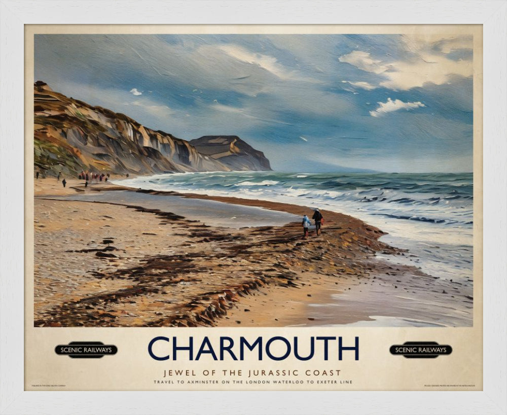 Vintage travel poster- Charmouth, Dorset - Scenic Railways