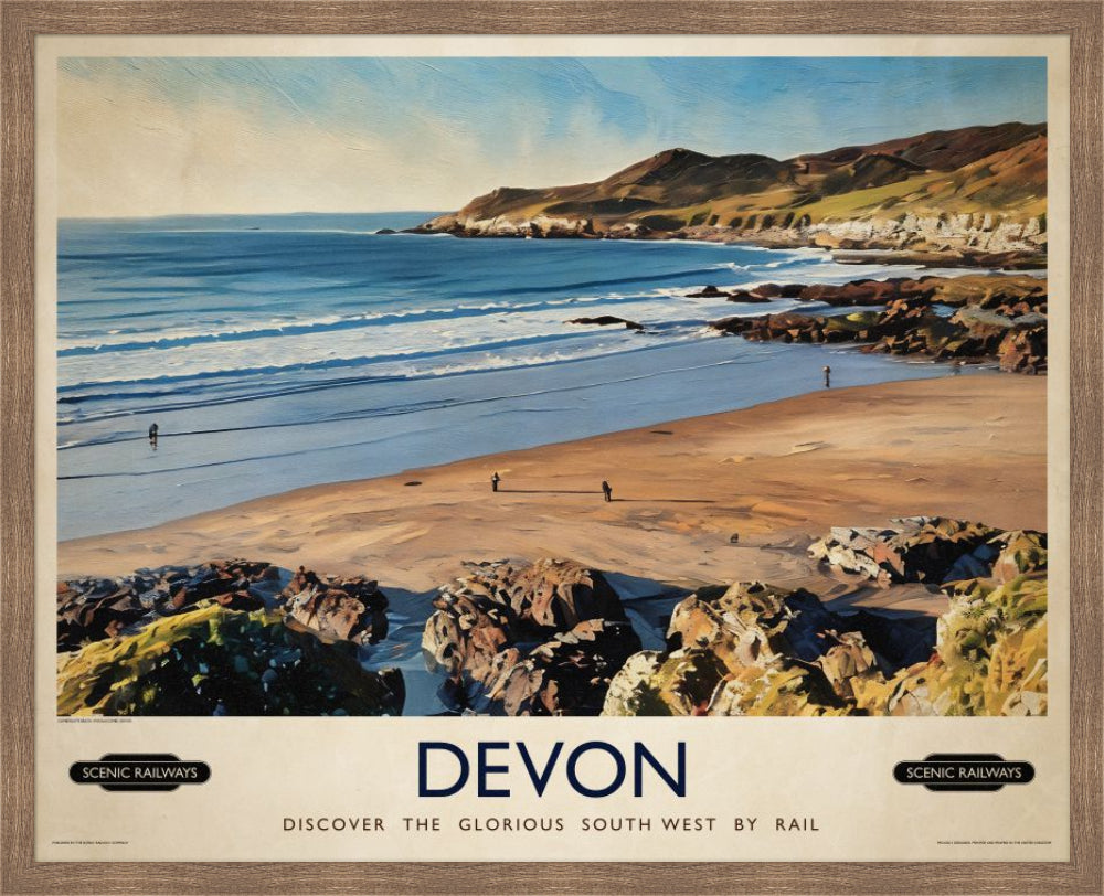 Vintage travel poster- Devon - Scenic Railways
