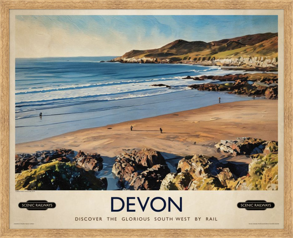 Vintage travel poster- Devon - Scenic Railways
