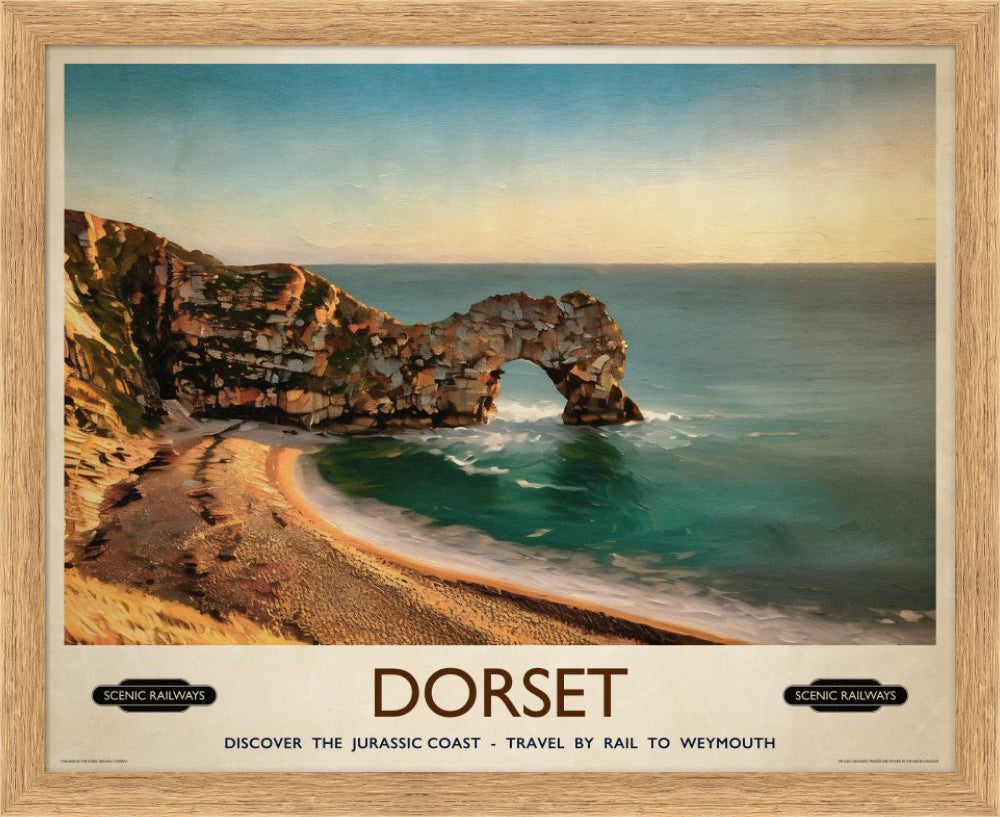 Vintage travel poster- Durdle Door, Dorset - Scenic Railways