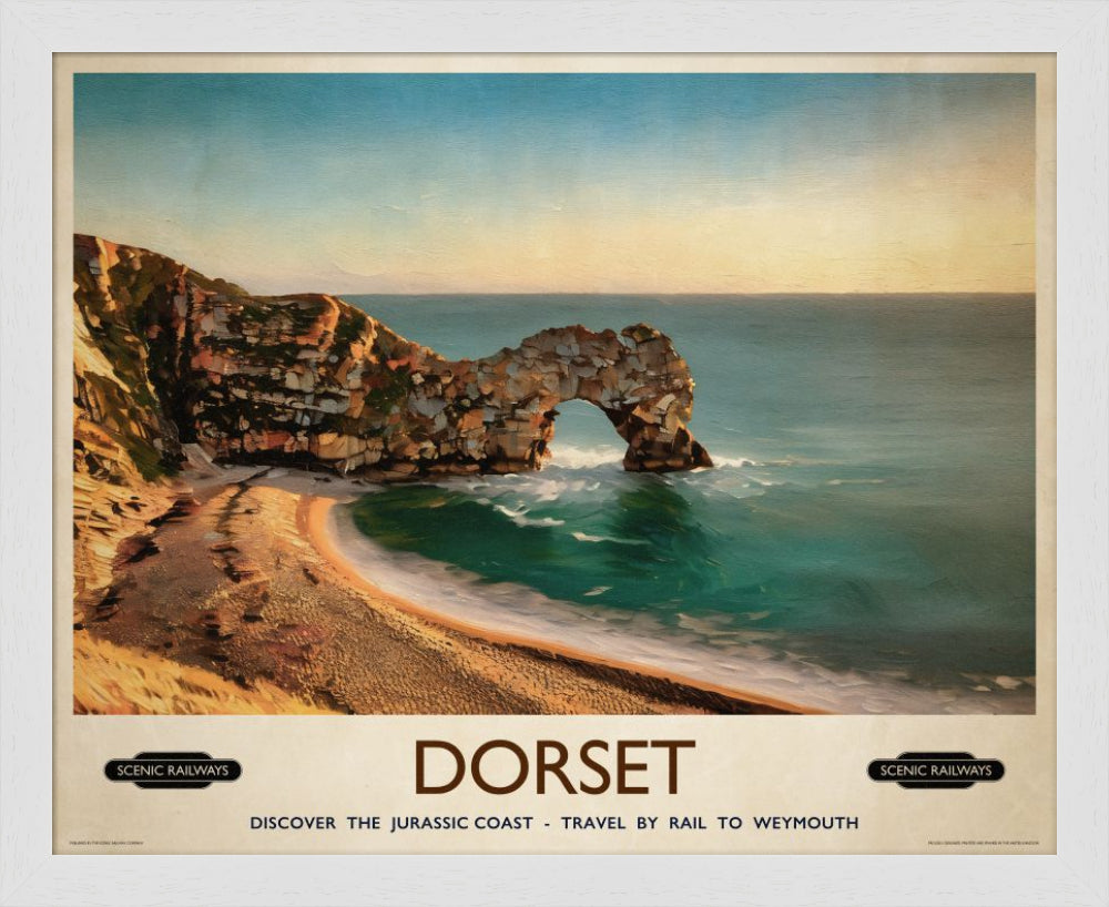Vintage travel poster- Durdle Door, Dorset - Scenic Railways