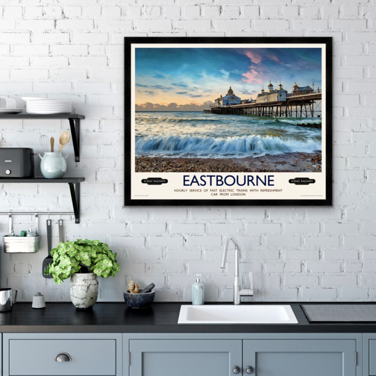 Vintage travel poster- Eastbourne, East Sussex - Scenic Railways