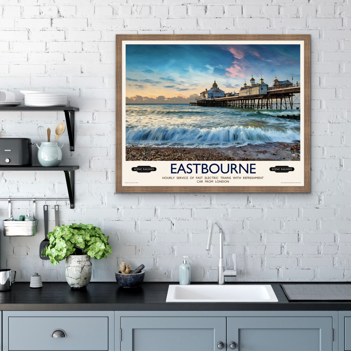 Vintage travel poster- Eastbourne, East Sussex - Scenic Railways