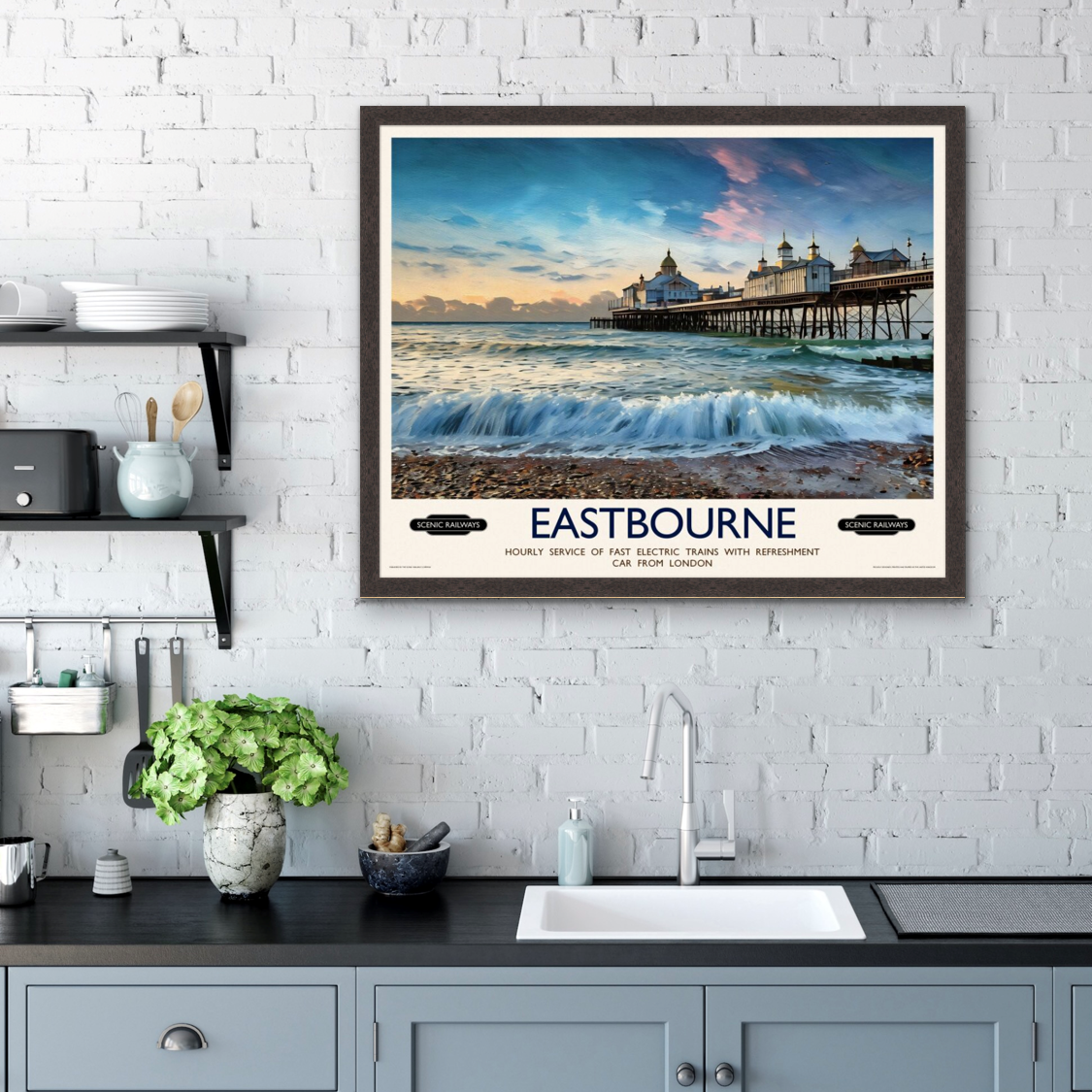 Vintage travel poster- Eastbourne, East Sussex - Scenic Railways
