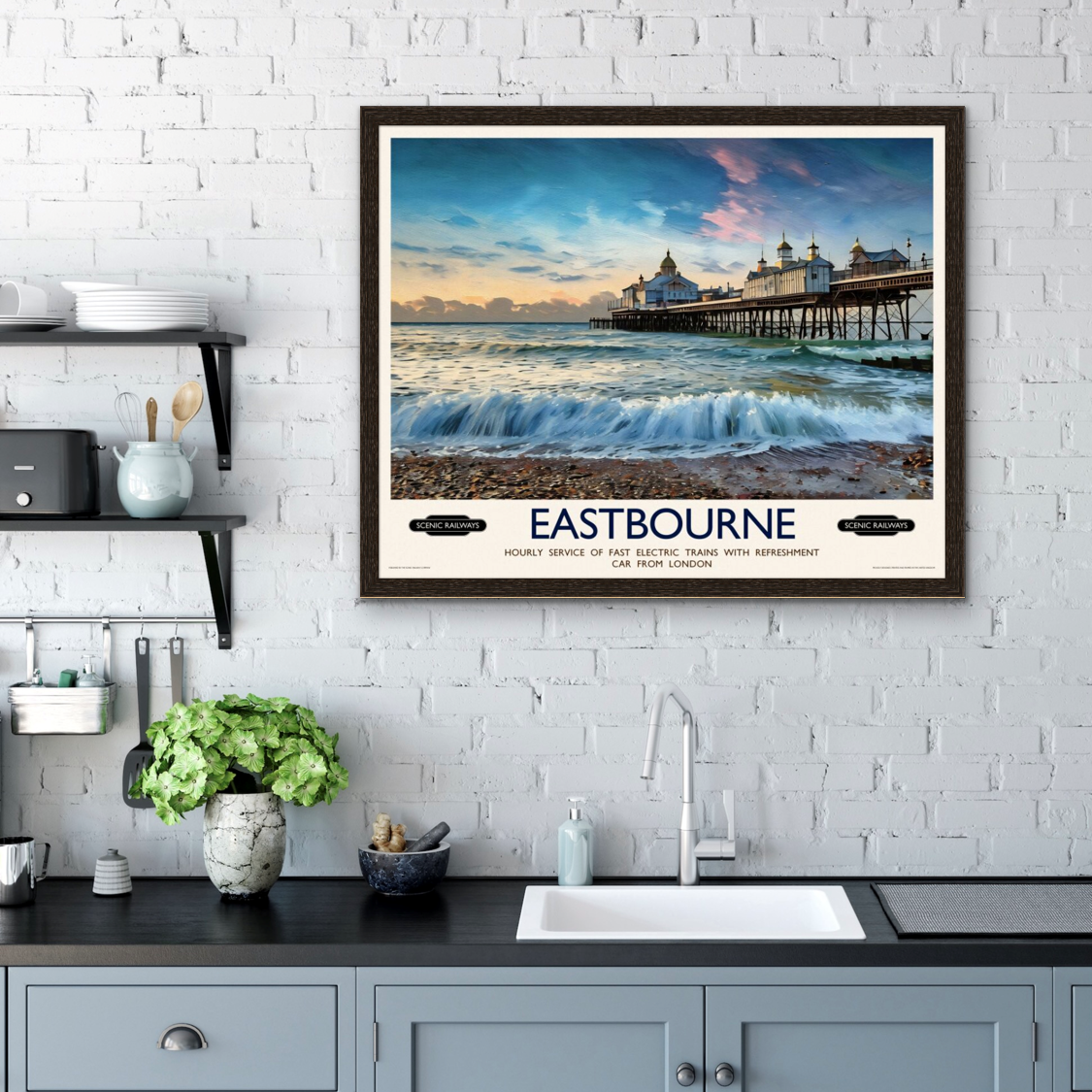 Vintage travel poster- Eastbourne, East Sussex - Scenic Railways