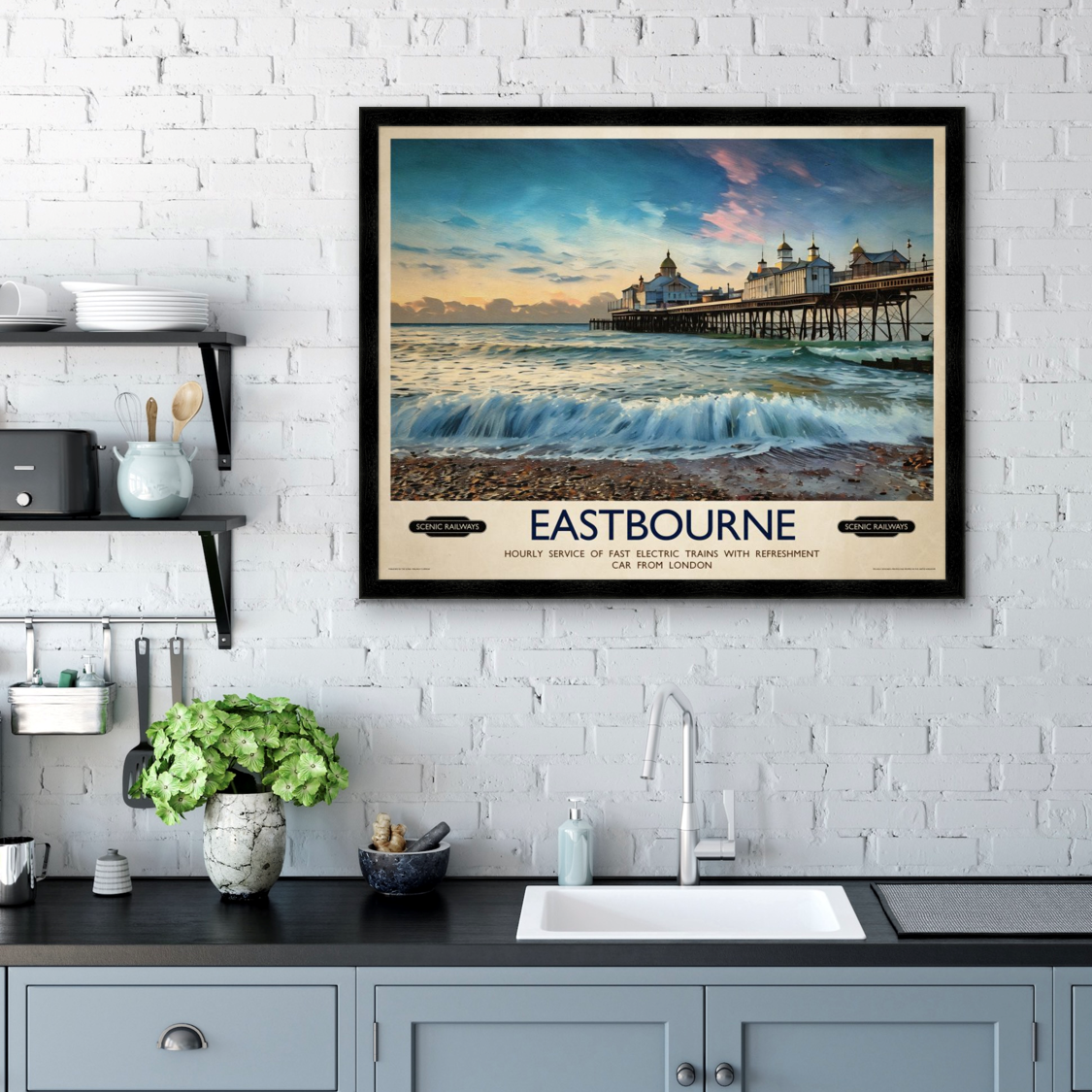 Vintage travel poster- Eastbourne, East Sussex - Scenic Railways