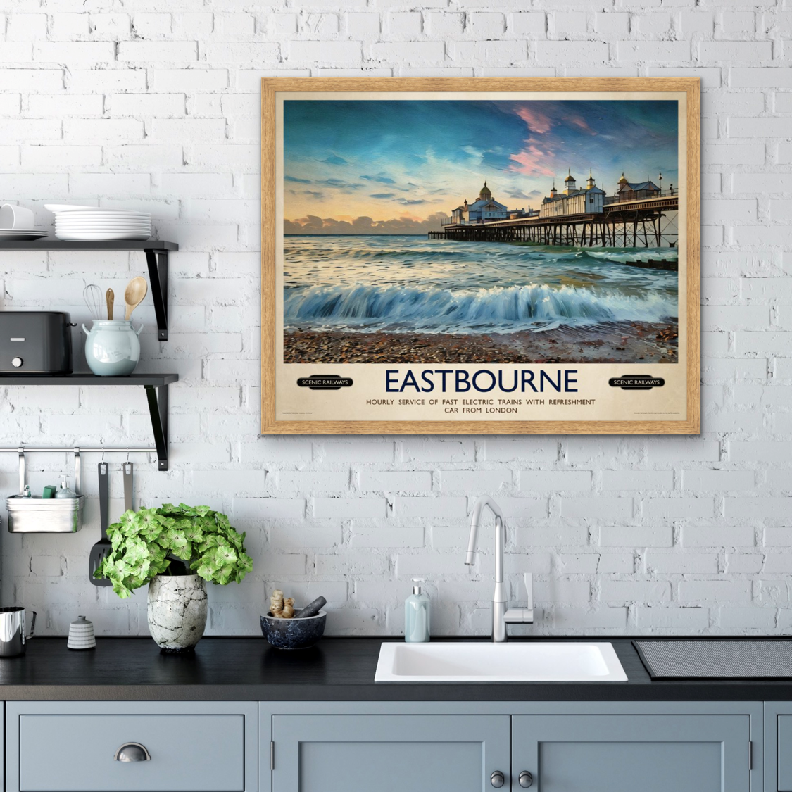 Vintage travel poster- Eastbourne, East Sussex - Scenic Railways