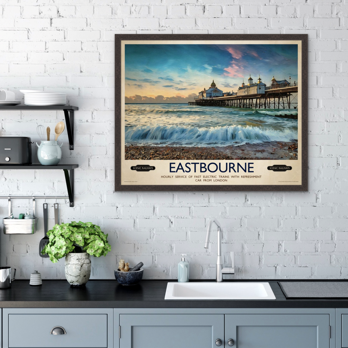 Vintage travel poster- Eastbourne, East Sussex - Scenic Railways
