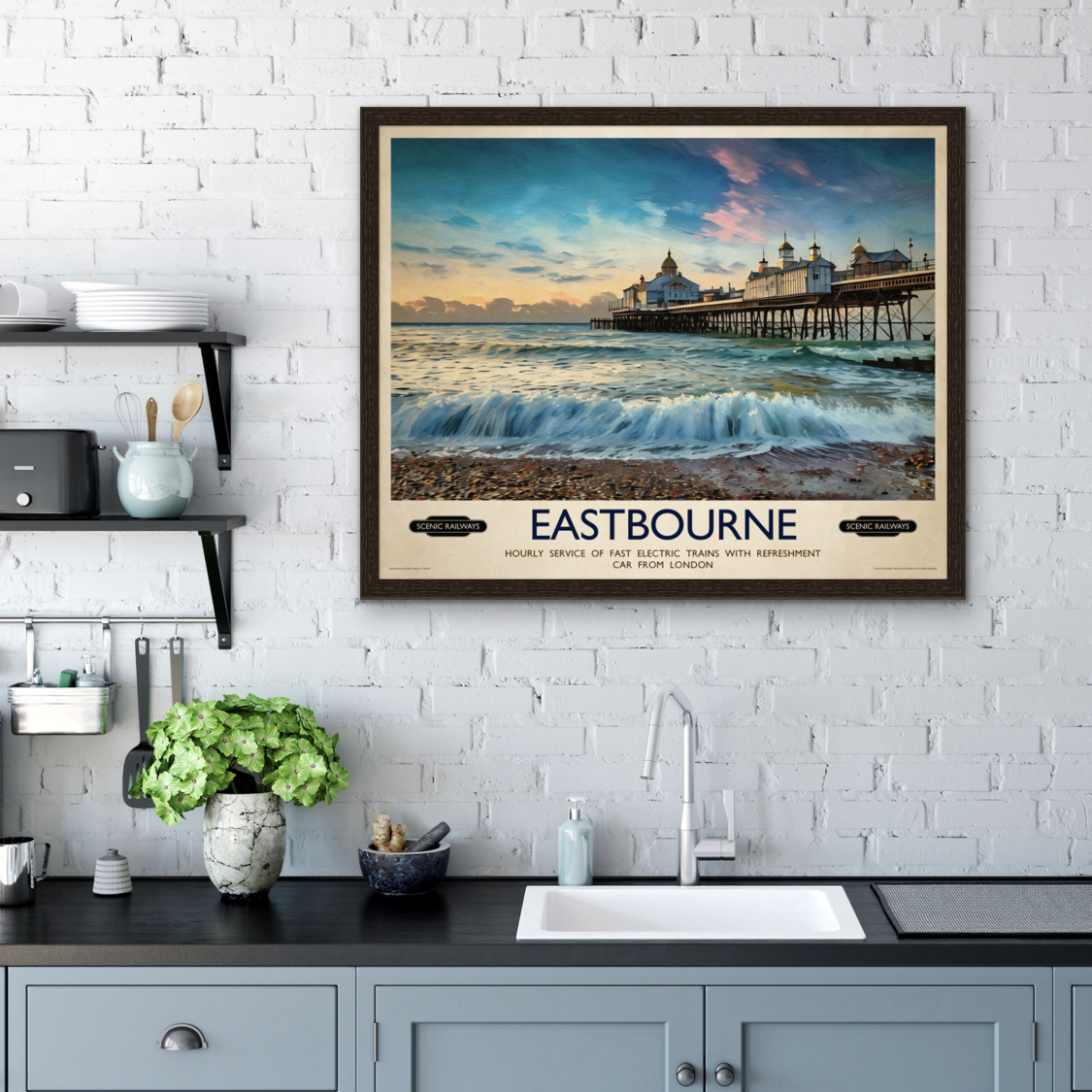 Vintage travel poster- Eastbourne, East Sussex - Scenic Railways