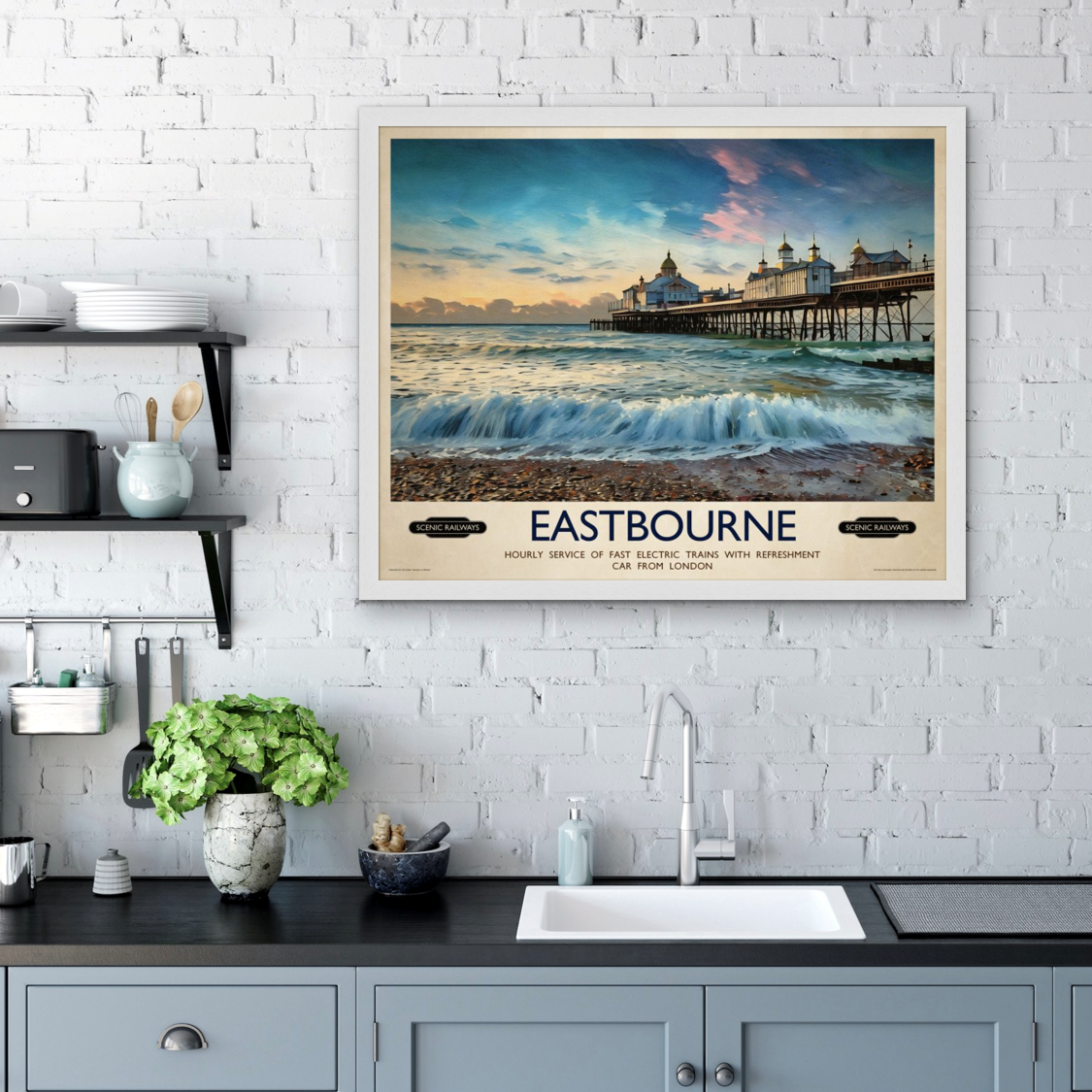 Vintage travel poster- Eastbourne, East Sussex - Scenic Railways