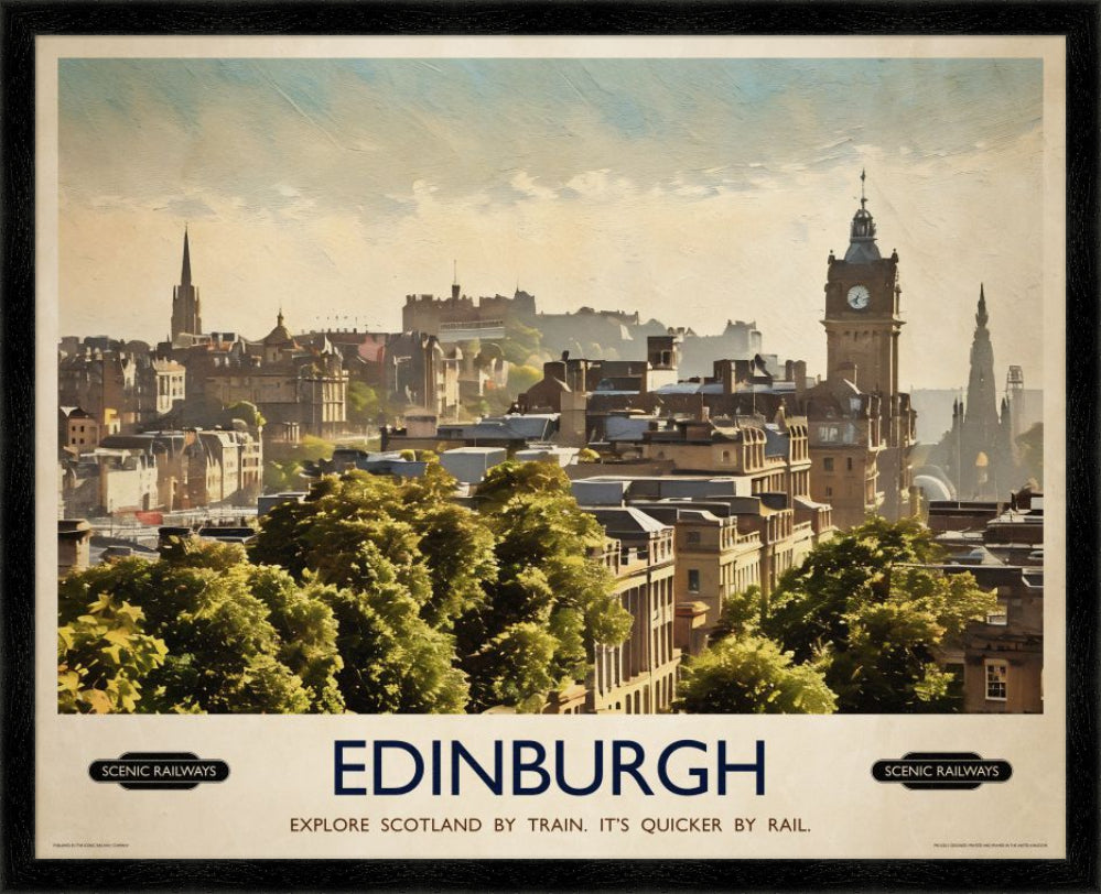 Vintage travel poster- Edinburgh, The City From Calton Hill - Scenic Railways