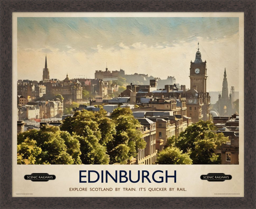 Vintage travel poster- Edinburgh, The City From Calton Hill - Scenic Railways