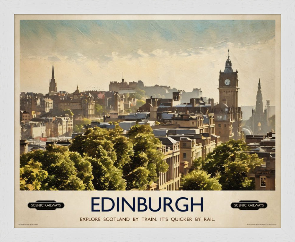 Vintage travel poster- Edinburgh, The City From Calton Hill - Scenic Railways
