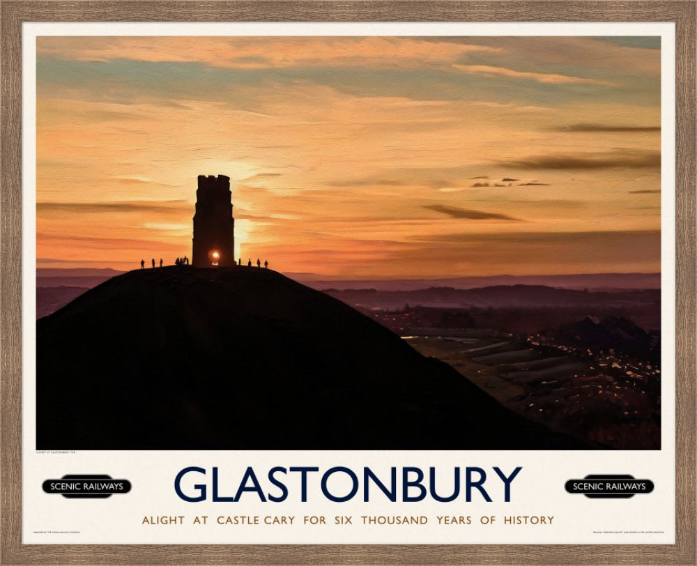 Vintage travel poster- Glastonbury, Somerset - Scenic Railways