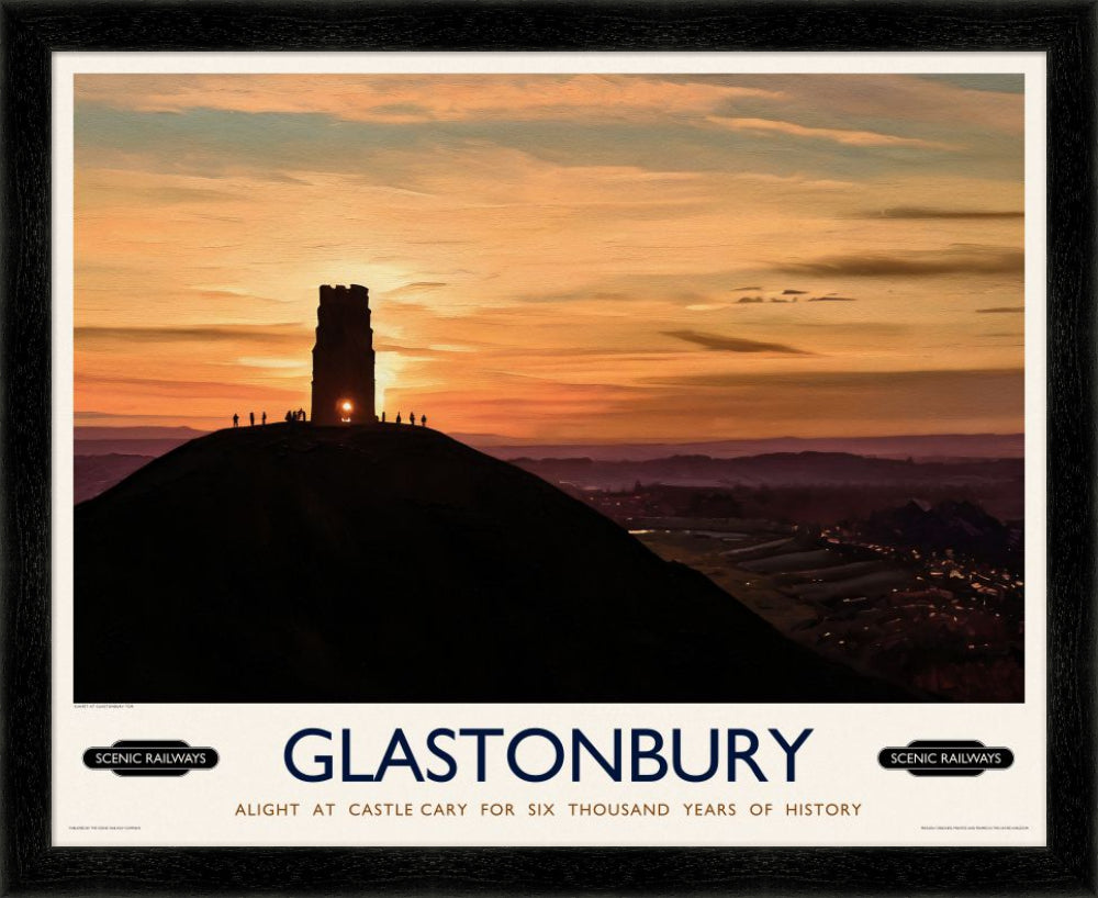 Vintage travel poster- Glastonbury, Somerset - Scenic Railways