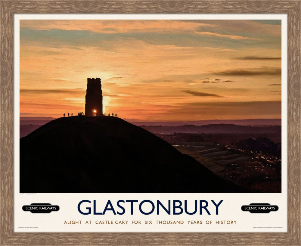 Vintage travel poster- Glastonbury, Somerset - Scenic Railways