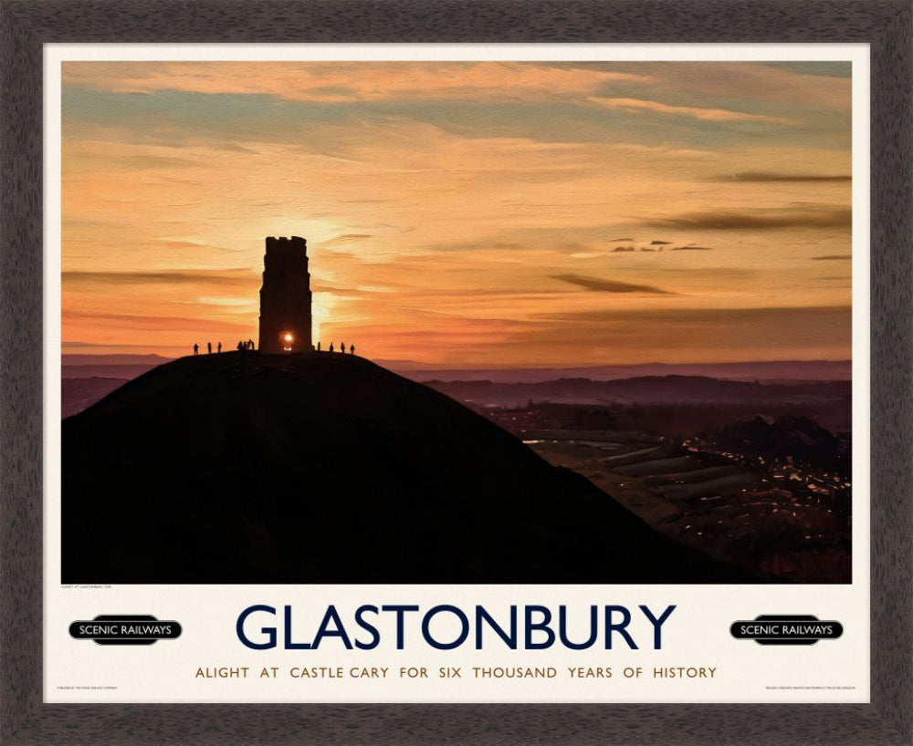 Vintage travel poster- Glastonbury, Somerset - Scenic Railways