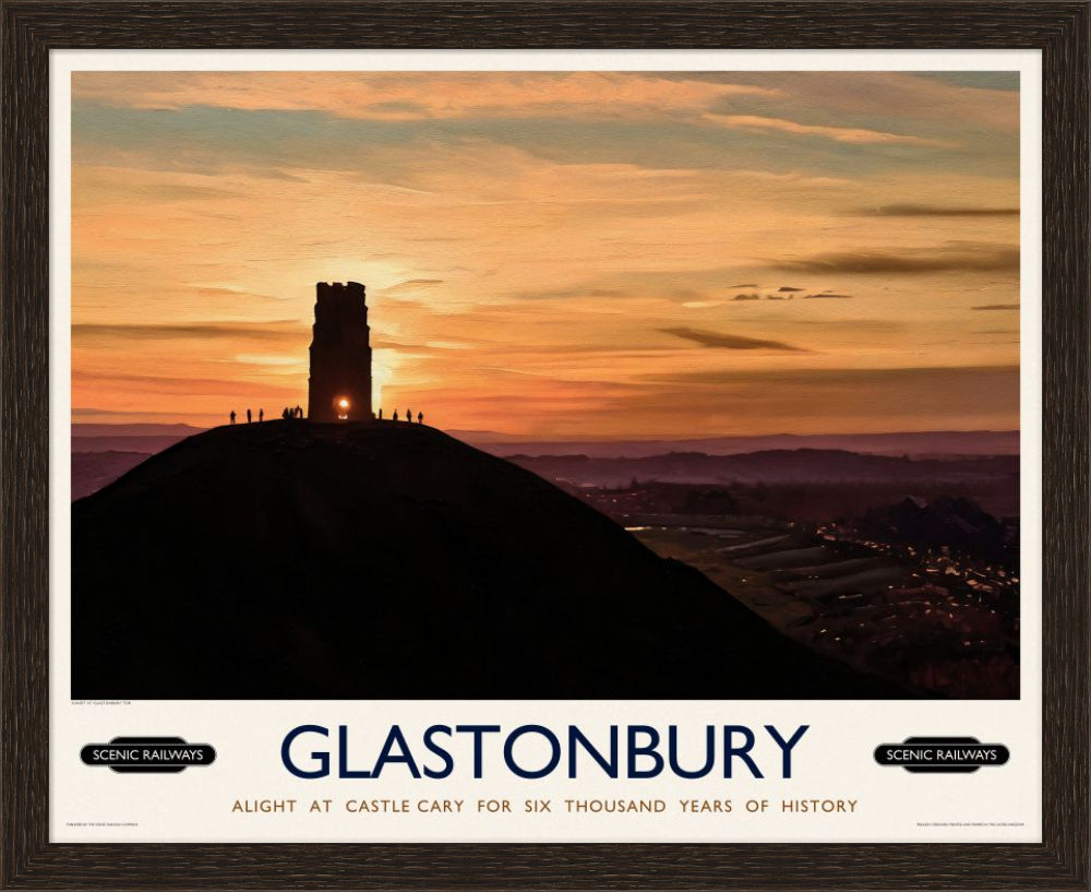 Vintage travel poster- Glastonbury, Somerset - Scenic Railways