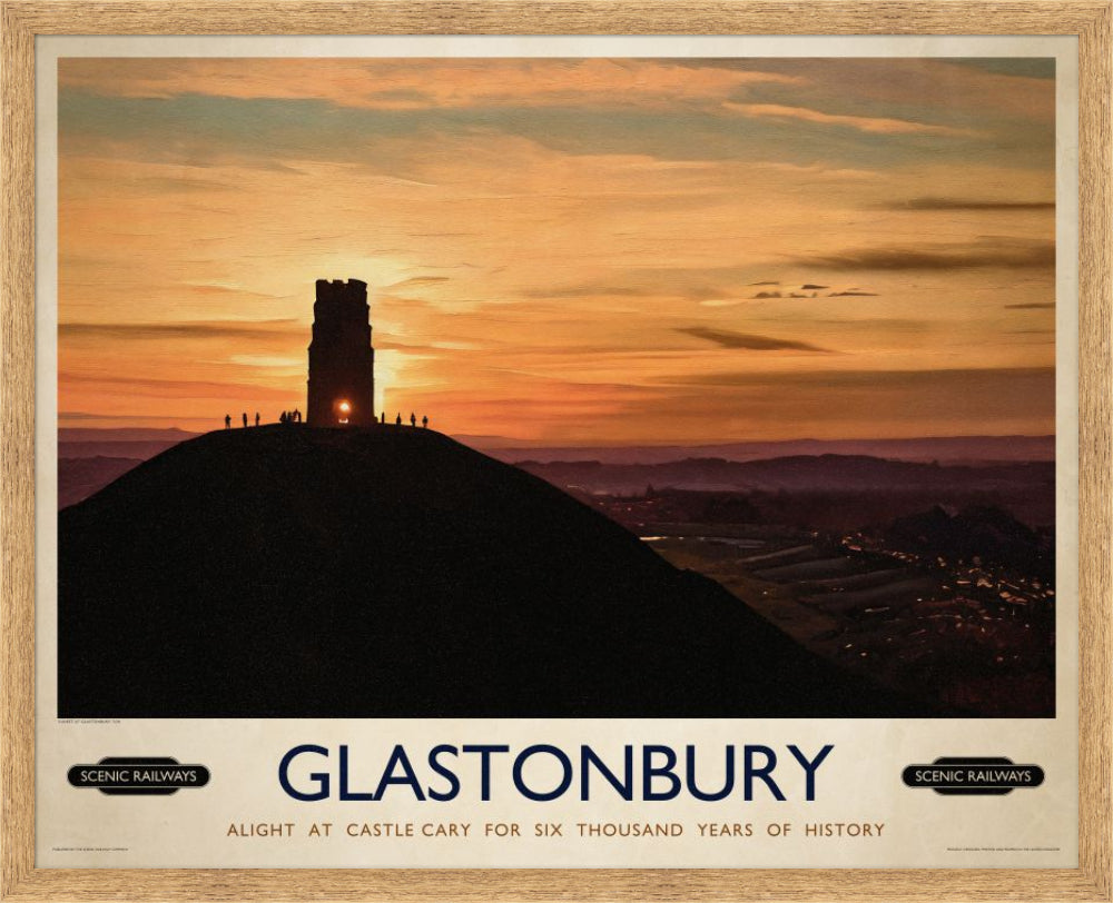 Vintage travel poster- Glastonbury, Somerset - Scenic Railways