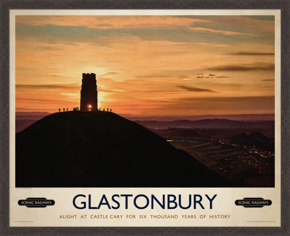 Vintage travel poster- Glastonbury, Somerset - Scenic Railways