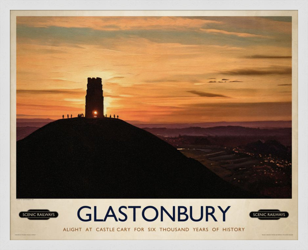 Vintage travel poster- Glastonbury, Somerset - Scenic Railways