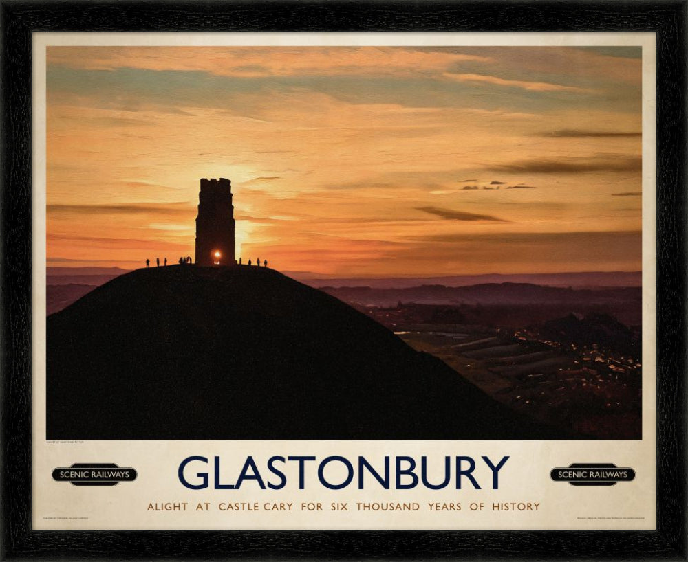 Vintage travel poster- Glastonbury, Somerset - Scenic Railways