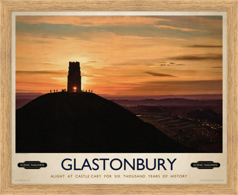 Vintage travel poster- Glastonbury, Somerset - Scenic Railways