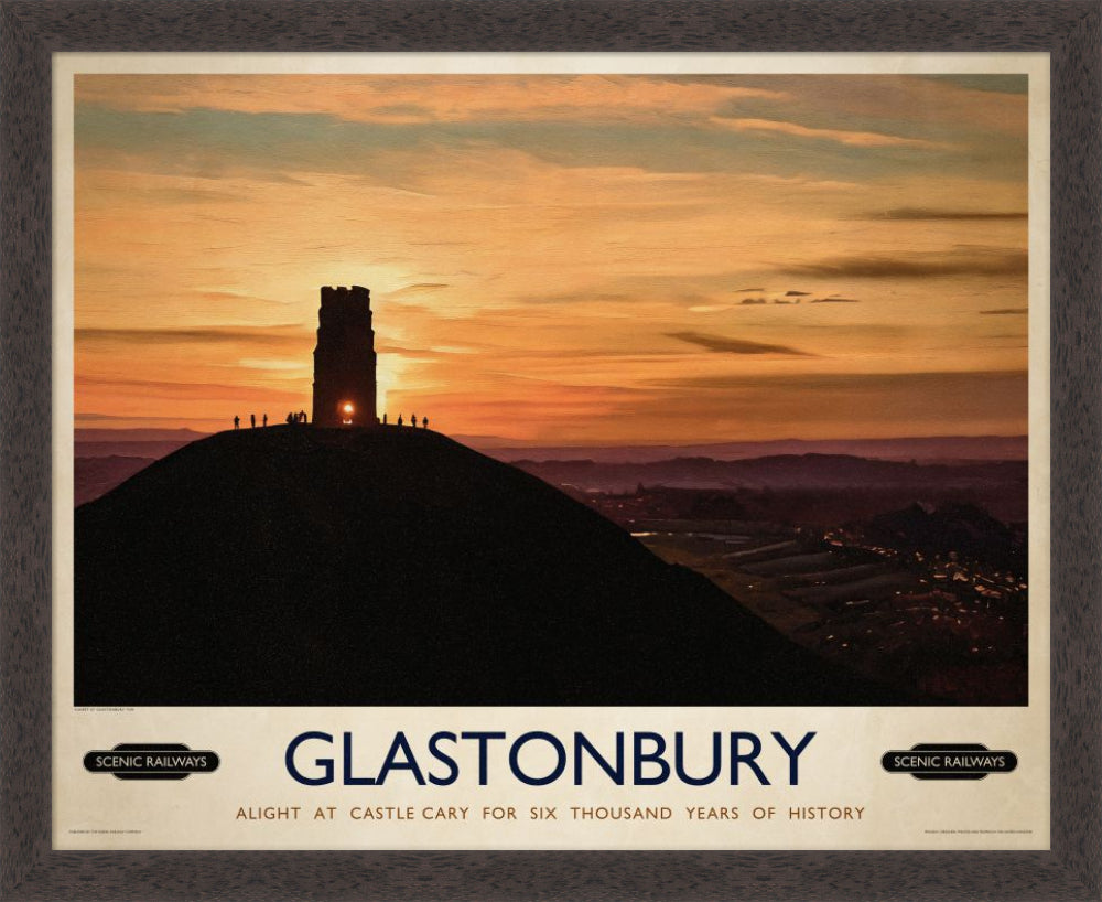 Vintage travel poster- Glastonbury, Somerset - Scenic Railways