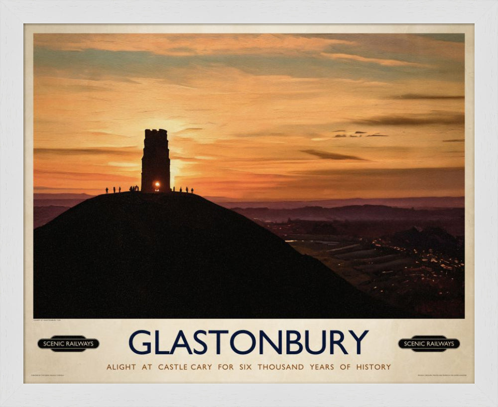 Vintage travel poster- Glastonbury, Somerset - Scenic Railways