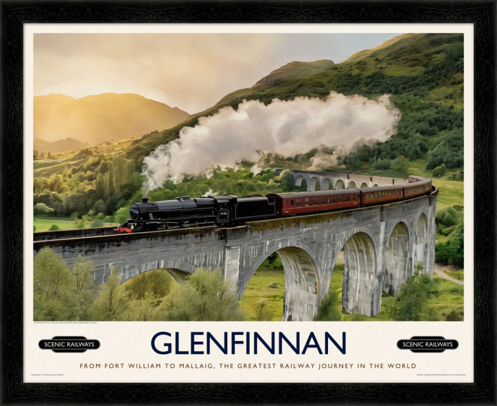 Vintage travel poster- Glenfinnan, Scottish Highlands - Scenic Railways