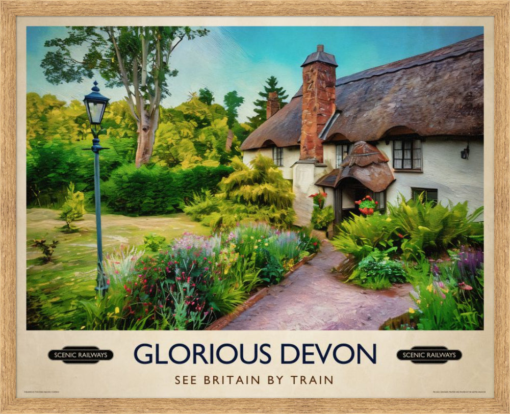 Vintage travel poster- Glorious Devon - Scenic Railways