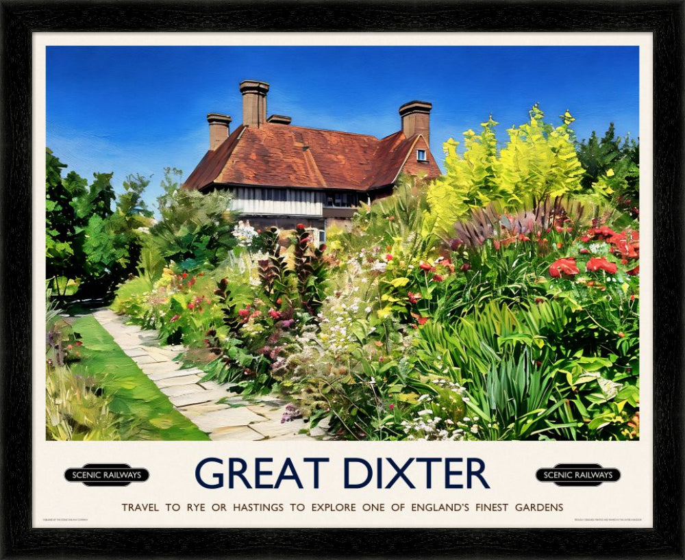 Vintage travel poster- Great Dixter, East Sussex - Scenic Railways