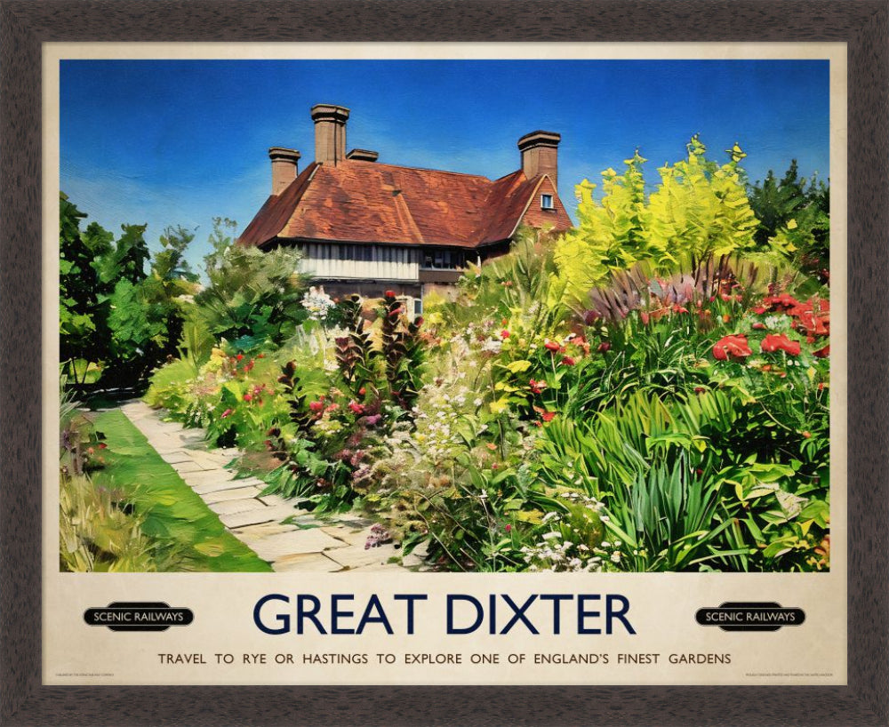 Vintage travel poster- Great Dixter, East Sussex - Scenic Railways
