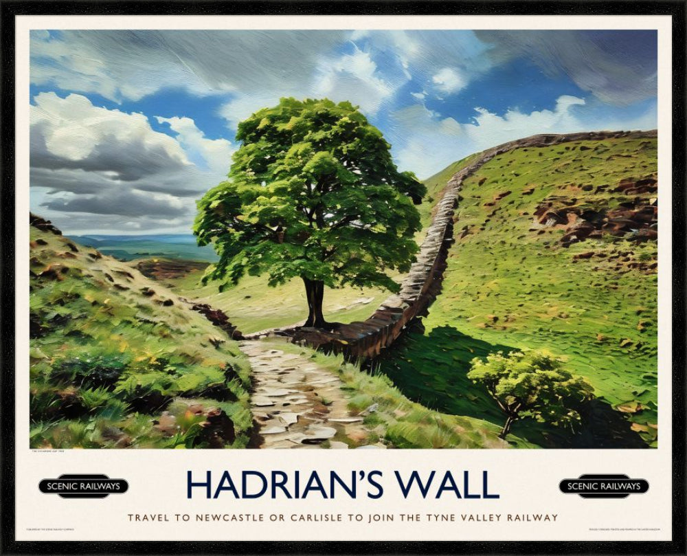 Vintage travel poster- Hadrian's Wall, Northumberland - Scenic Railways