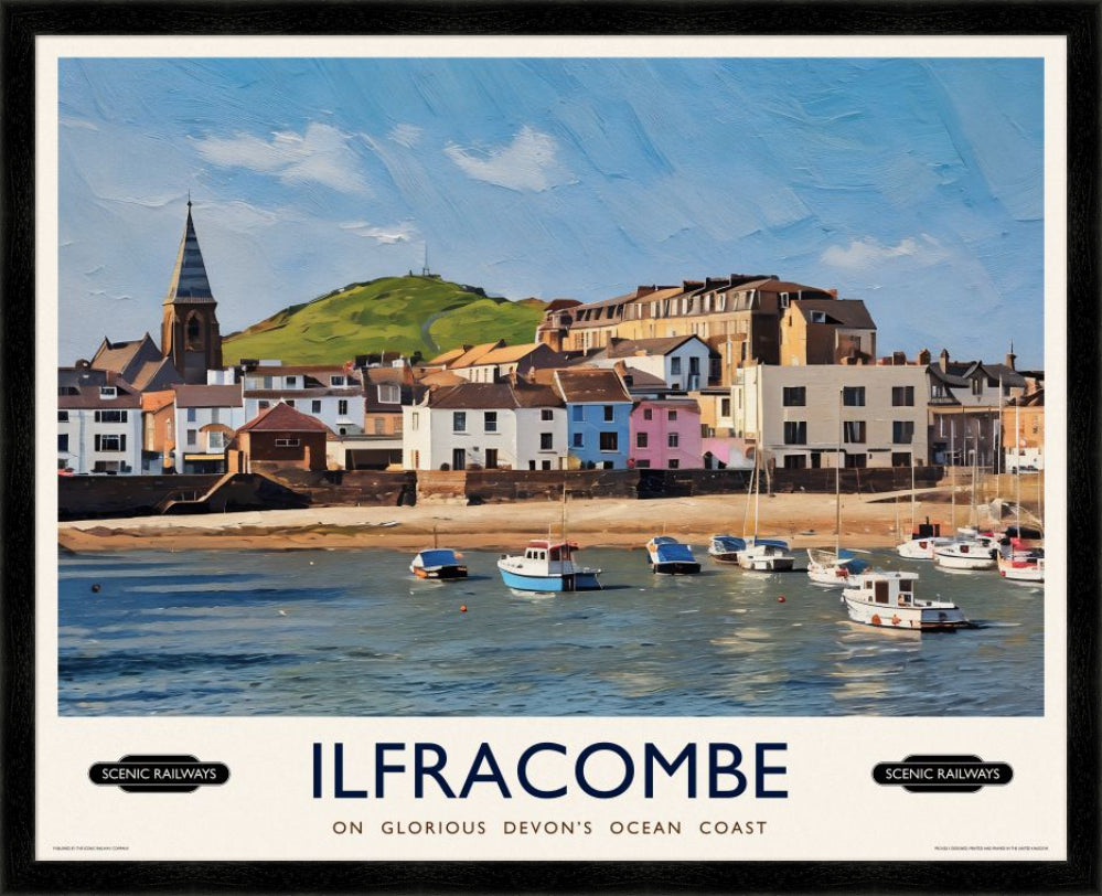 Vintage travel poster- Ilfracombe, Devon - Scenic Railways