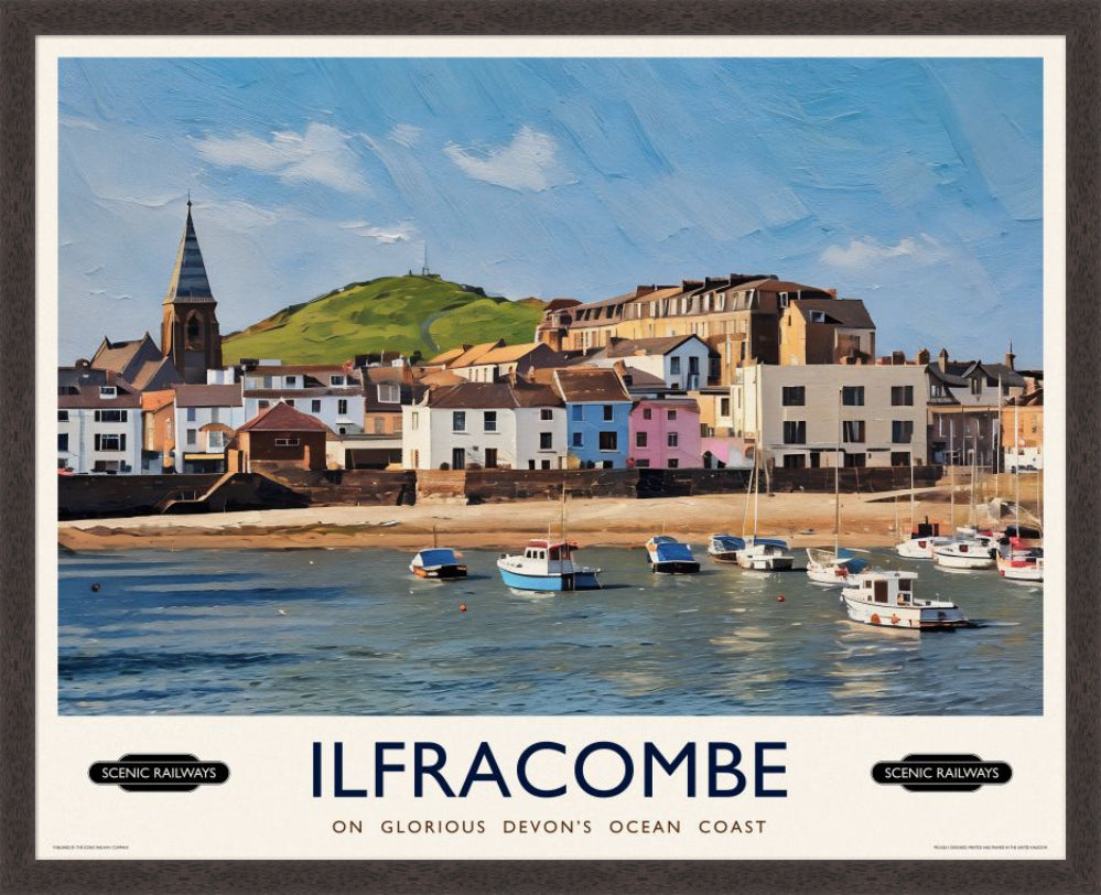 Vintage travel poster- Ilfracombe, Devon - Scenic Railways