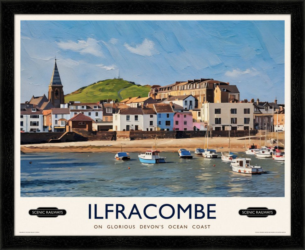 Vintage travel poster- Ilfracombe, Devon - Scenic Railways