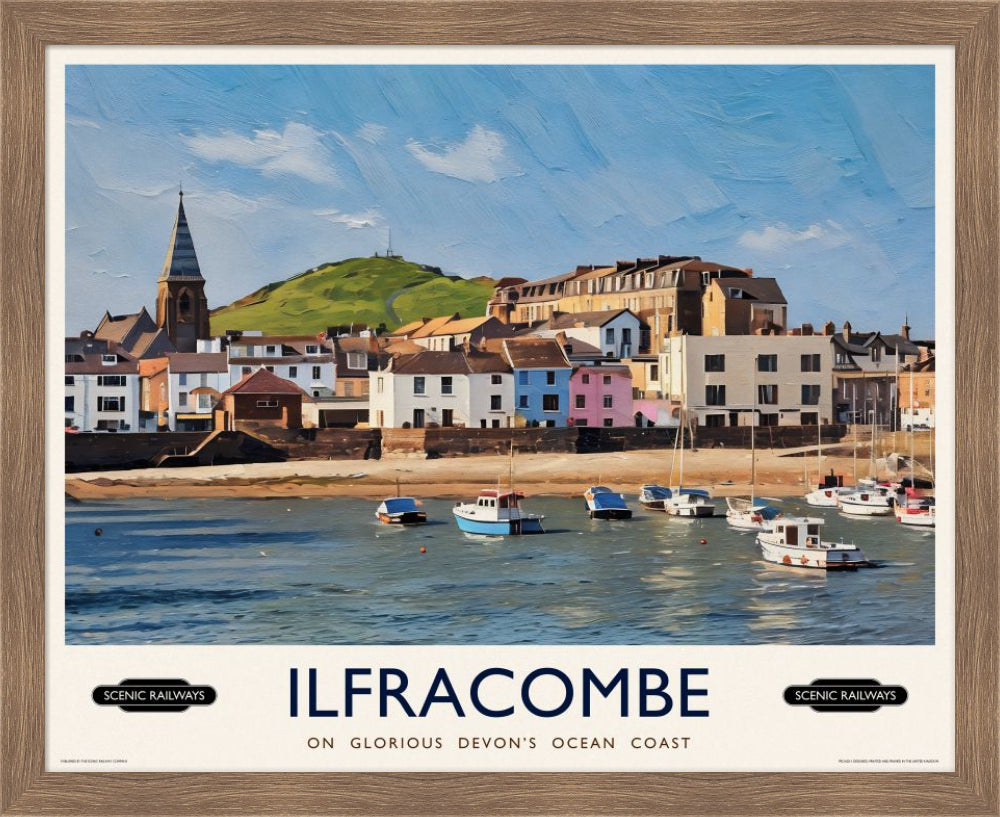 Vintage travel poster- Ilfracombe, Devon - Scenic Railways