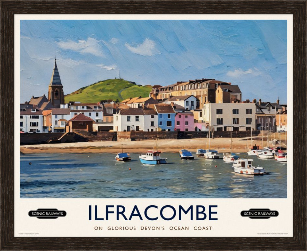 Vintage travel poster- Ilfracombe, Devon - Scenic Railways