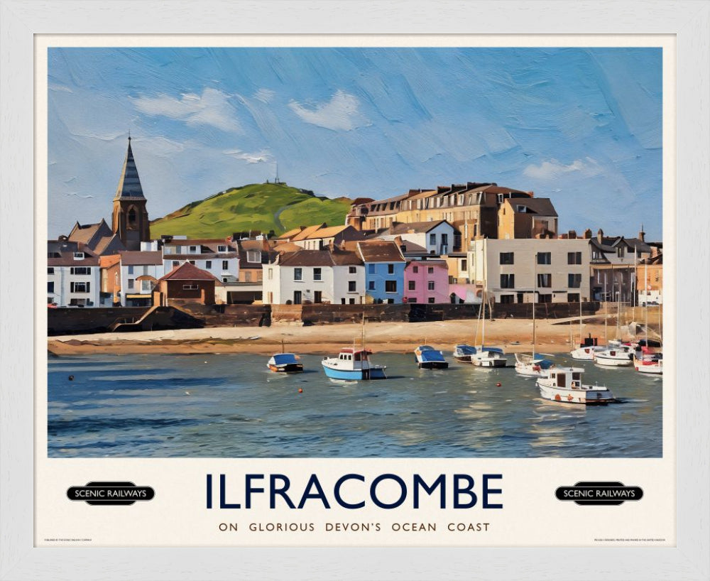 Vintage travel poster- Ilfracombe, Devon - Scenic Railways