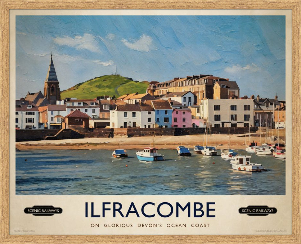 Vintage travel poster- Ilfracombe, Devon - Scenic Railways