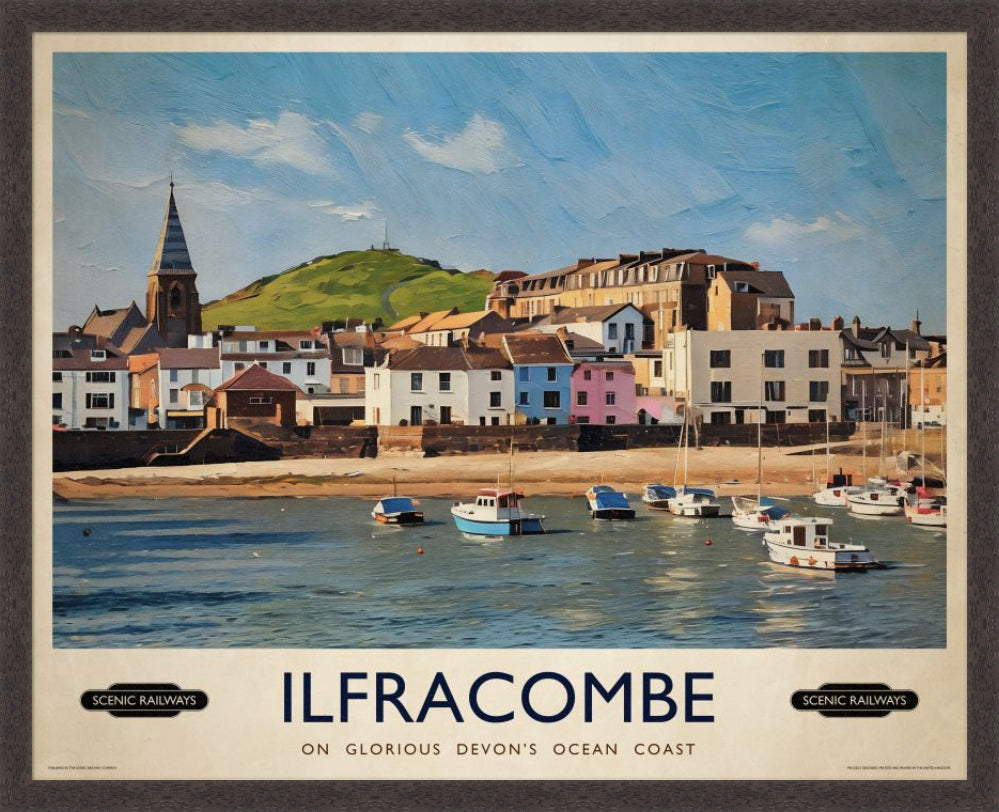 Vintage travel poster- Ilfracombe, Devon - Scenic Railways