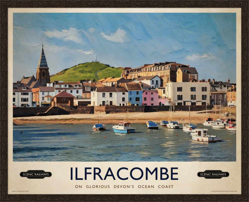 Vintage travel poster- Ilfracombe, Devon - Scenic Railways
