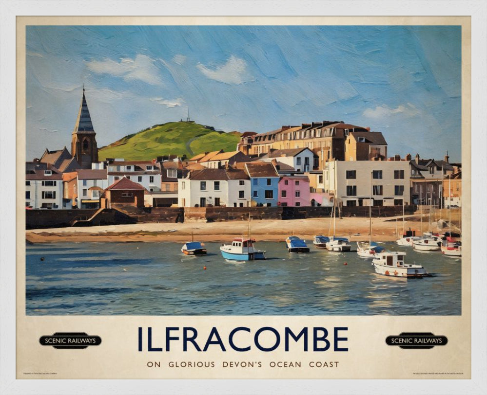 Vintage travel poster- Ilfracombe, Devon - Scenic Railways
